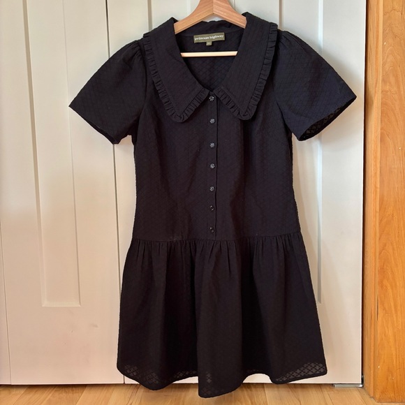 Princess Highway Size Small Black Peter Pan Drop-Waist Dress - Picture 1 of 4